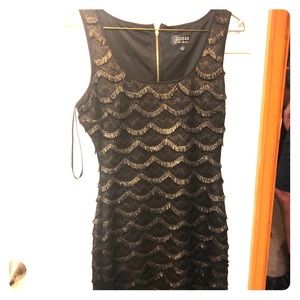 GUESS scalloped black, flapper-style dress